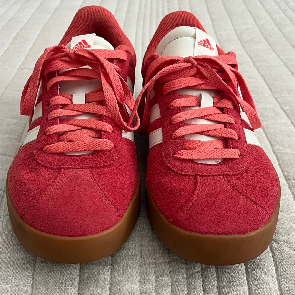 Adidas Scarlet Red Sneakers with White Accents❤️